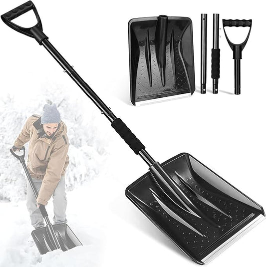 Snow Shovel, 42.5” Emergency Shovel for Car, 4-Piece Detachable Design, Portable Snow Shovel for Driveway, Car Driveway, Truck, SUV, Camping and Outdoor Activities