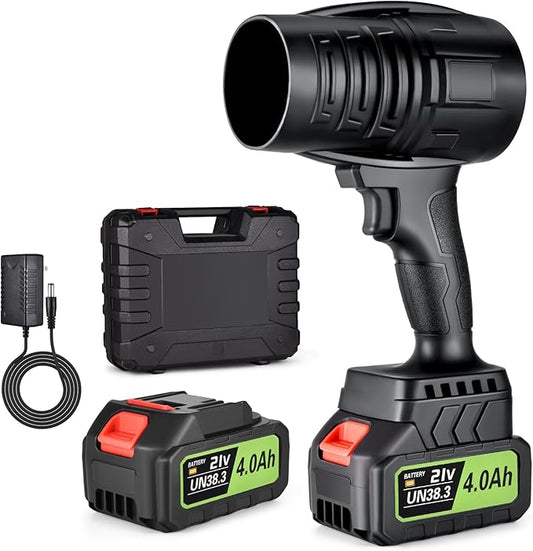 Leaf Blower Cordless Battery Charger, Electric Cordless Leaf Blower Handheld, and Lightweight with High Speed Power for Lawn Or Patio Portable Air Blowers 21V Black
