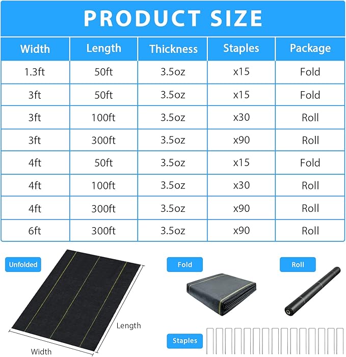 4ft x50ft Black Weed Barrier Landscape Premium Fabric-Heavy Duty Woven Ground Cloth with Superior Permeability Weed Control Convenient Design