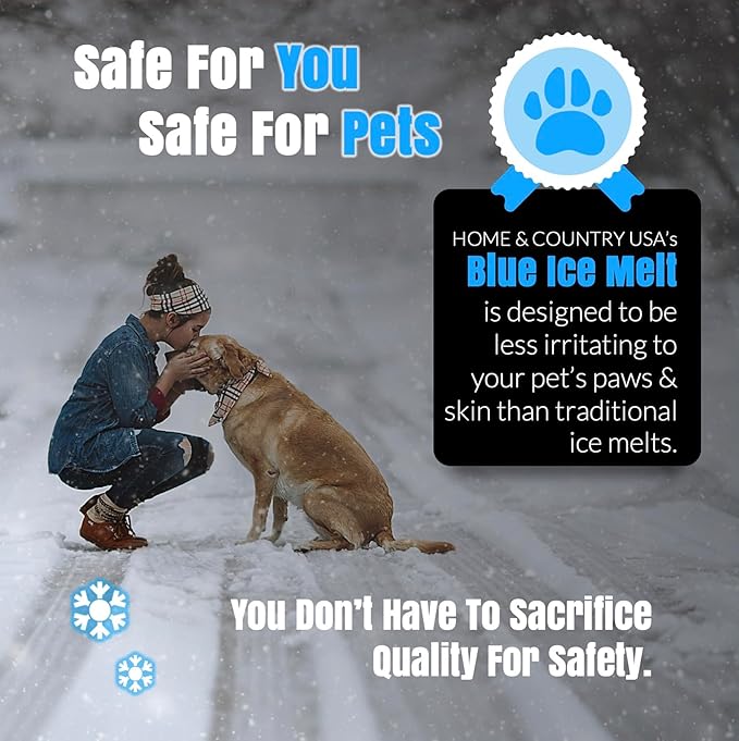 Peach Country Blue Ice Melt -25°F Effective, Pet Safe Eco-Friendly De-Icer, Fast-Acting Granules for Driveways, Walkways & Entryways, 20 lb Pail