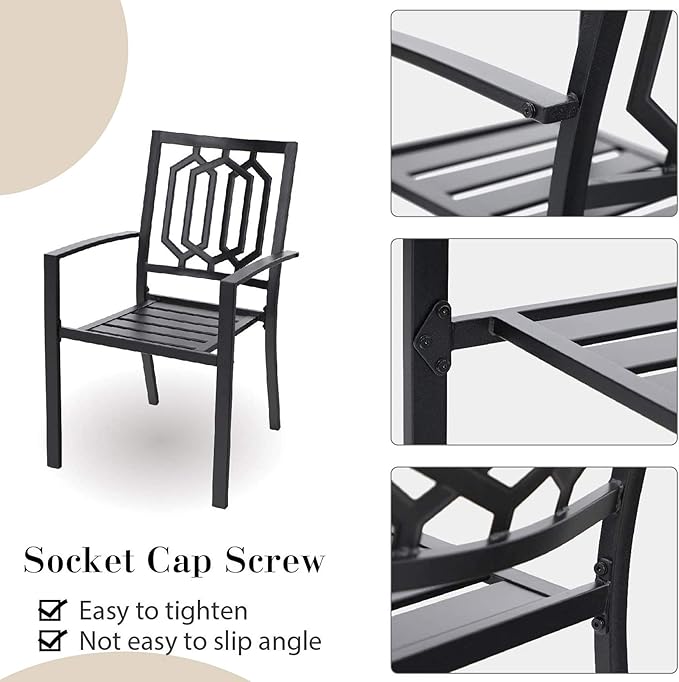 MFSTUDIO Outdoor Dining Set for 6, Expandable Patio Table and Chairs Set, 7 Piece Metal Patio Dining Set, Patio Furniture Set for Deck Backyard Poolside Garden
