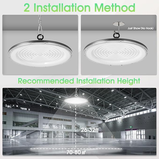 UFO LED High Bay Light:500W 50000LM LED Shop Light 6000-6500K Bay Lighting IP65 Waterproof for Barn/Garage/Commercial Warehouse(6 Pack)