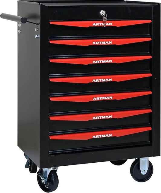 7 Drawers Tool Cart on Wheels, Multifunctional Rolling Tool Storage Chest, Drawers Rolling Trolley Organizer Tool Box for Warehouse, Garage, Workshop, Repair Shop (7 Drawers-30.5" H)