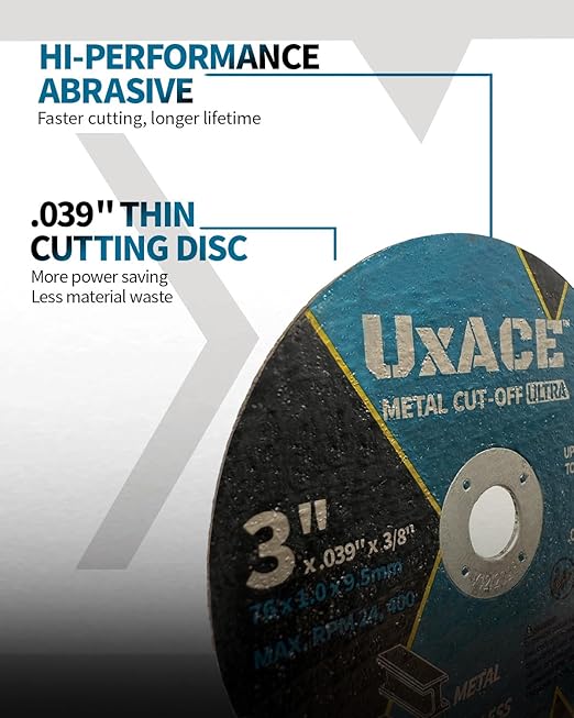 3 Inch Cut-Off Wheel for Metal, Stainless Steel, Aluminum Cutting, Professional Super Thin Metal Cutting Disc for Angle Grinder, Die Grinder or Cut-Off Tools, 3/8 inch Arbor, 25 Pack