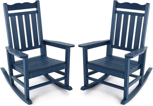 Stoog All-Weather Patio Rocking Chairs Set of 2, Outdoor Rocking Chair with 400 lbs Support, Porch Rocker, Rocking Chairs for Porch, Backyard, Garden and Deck, Blue