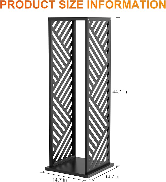 Firewood Rack, Wood Stacker Firewood Outdoor, Black Metal, 44.1 Inches, 1000 lbs Capacity, Indoor Decorative Wood Holder for Woodshed, Storeroom, Basement (Diagonalslot)