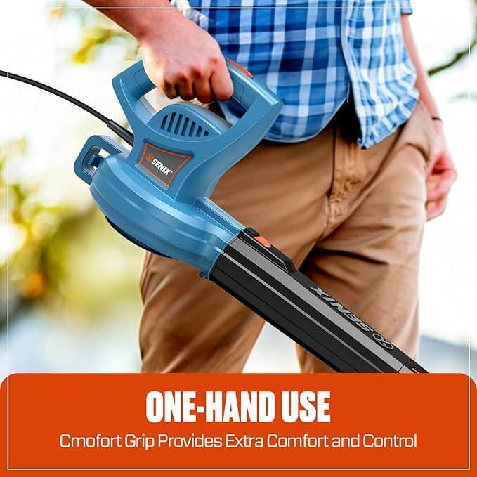 SENIX 6 AMP Handheld Electric Leaf Blower, Up to 260 CFM and 155 MPH, Lightweight, 120V (BLE06-L)