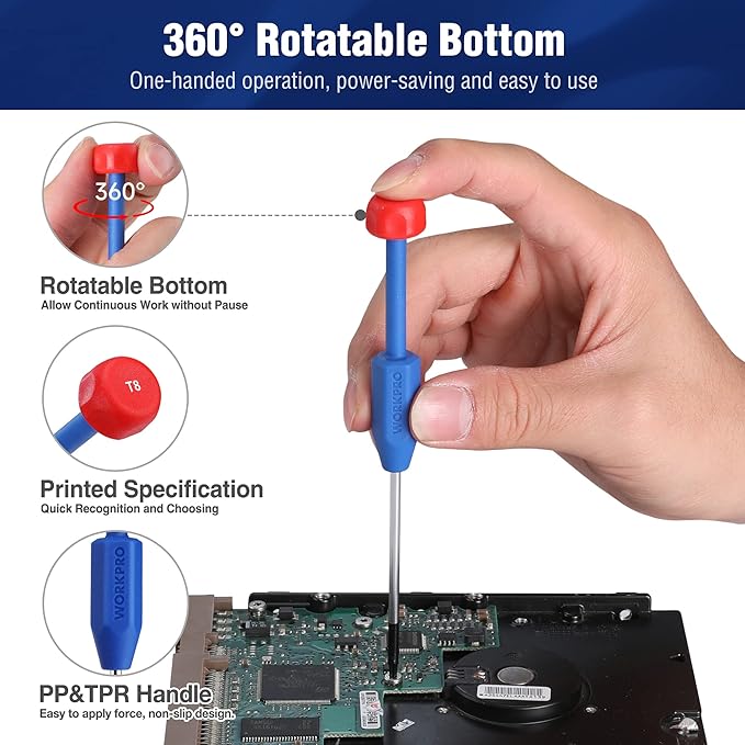 WORKPRO 12 in 1 Torx Screwdriver Set with T3 T4 T5 T6 T8 T10 Security Torx Bit & Precision Magnetic Screwdrivers, Tweezers,Pry Bars, Spudger for Eyeglass, Watch, Computer, Phone, with Case