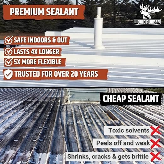 Liquid Rubber Color Waterproof Sealant - Elastomeric Roofing Coating for Flat or Slope Roofs & Foundations - DIY Paint & Leak Repair Membrane Compatible with Metal & Concrete - Clear, 1 Quart