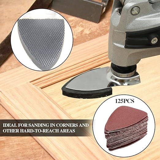 Aozzy 145 Multi Tool Sandpaper Kit for Most Oscillating Tool Sanding Pads, Compatible With Most Bosch/Dewlta Brands, Multiple Grits Available Suitable for Sanding in Confined Work for Sanding Wood etc