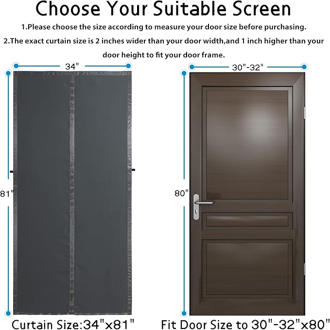 Magnetic Thermal Insulated Door Curtain,Thicker Layered Fabric Self Closing Door Curtains,Temporary Thermal Curtains Keep Warm Winter&Cool Summer,Privacy Barn Draft Stopper Cover