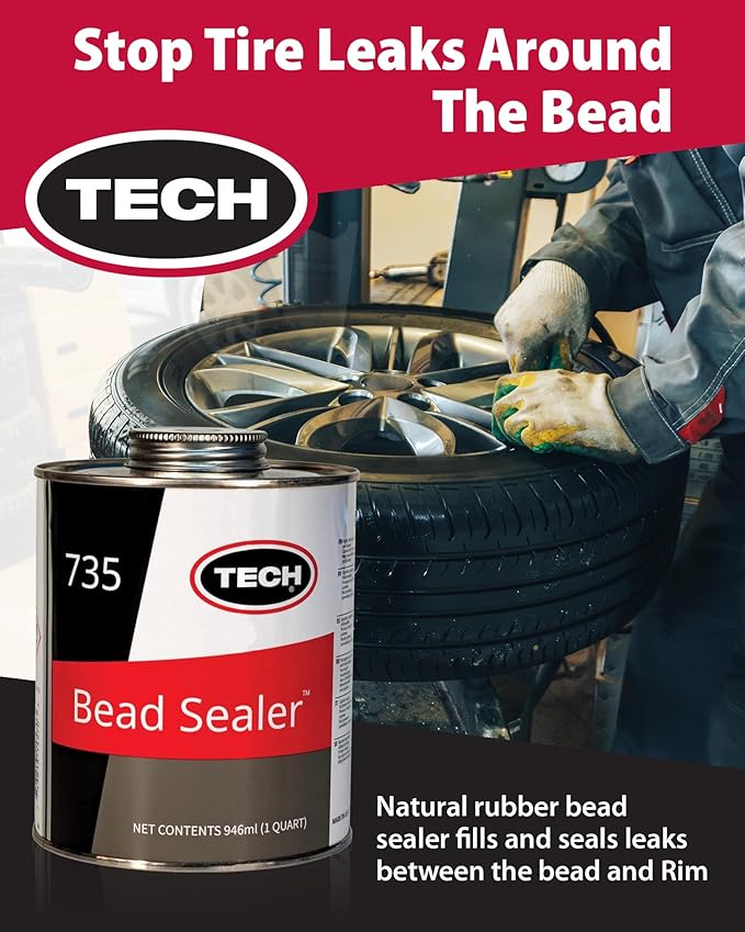 TECH Natural Rubber Sealer, 1 Quart – Stops Leaks Between Rim and Edge, Fills Gaps for Old or New Wheels, Compatible with Tubeless Sealants, Solution for Reliable Leak Prevention and Repairs