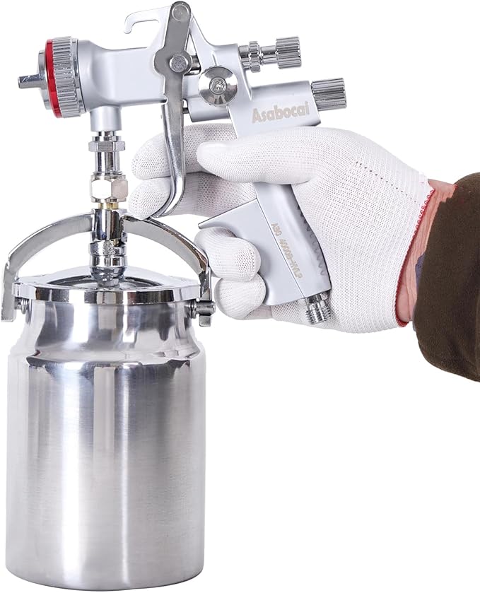 HVLP Spray Gun, Siphon Air Paint Sprayer Gun with 1.7mm Nozzle Sets, 1000CC Automotive Paint Gun, Professional for Car, Furniture, House Painting