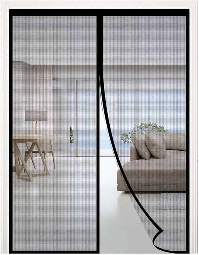 RELIANCER Fiberglass Magnetic Door Screen,Fit Door Size 36"x94.5",Auto Close Screen Door Mesh w/Magnets,Patio Doorway Net Screens,Self-Closing Doors Cover,Anti Mosquito Doorway Curtain,Mesh Partition