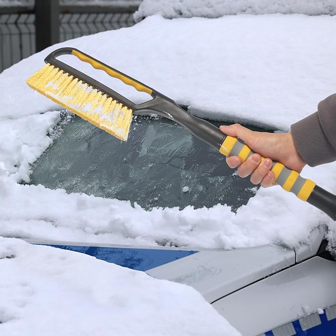 Snow Brush and Ice Scraper for Car Windshield,26.4" Window Scraper Deicer for Car SUV and Truck,Ice Scrapers and Brushes 2 in 1,Winter Car Automotive Exterior Accessories(1Pack Yellow)