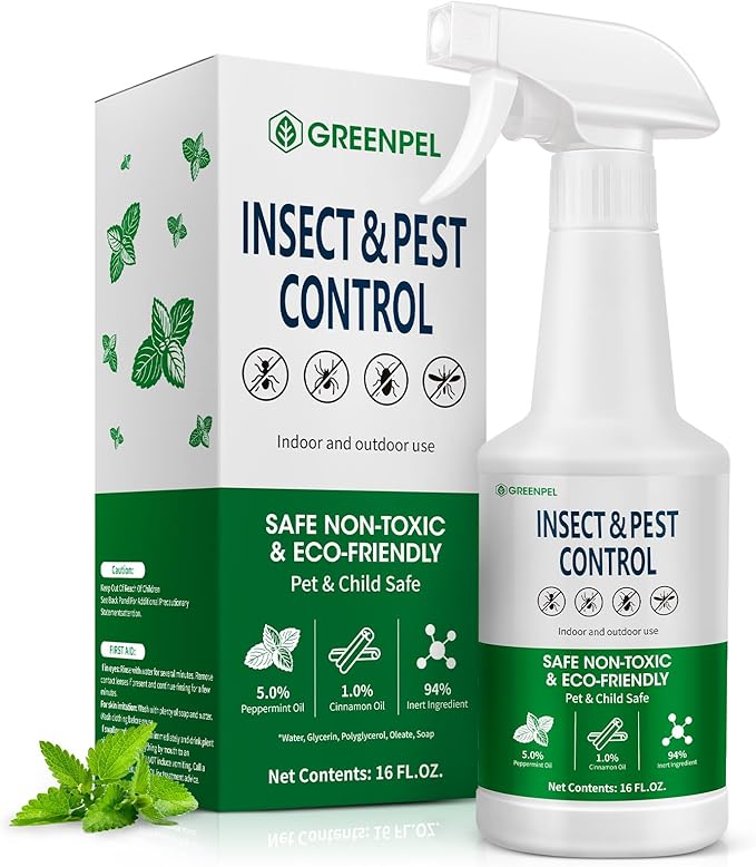 Peppermint Insect and Pest Control Spray Outdoor Indoor,16 OZ Peppermint Oil Spray for Ants, Spiders, Bugs, Kids and Pets Safe, Use for Living Room, Garage, Patio, Attic, Car
