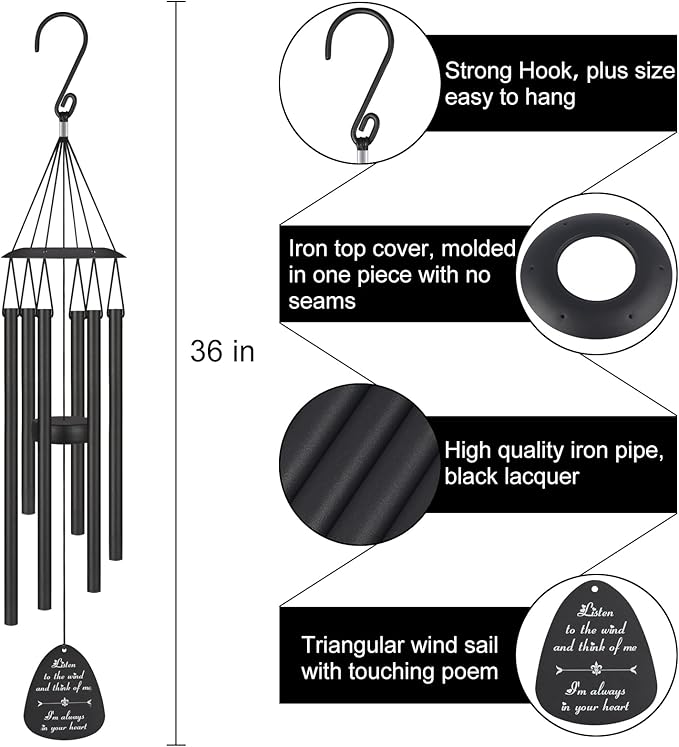 Wind Chimes with Sympathy Wind Spinner,Outside Garden Decor Gifts for Women Mom and Grandma,Memorial Wind Chimes for Loss of Loved One Prime,Bereavement/Sympathy/Memorial Gift