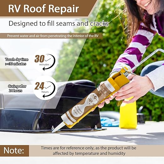Self Leveling RV Roof Sealant, RV Sealant White, Camper Roof Sealant, Flexible RV Caulk for Camper, Skylight, Trailer Repair (2 Pack)