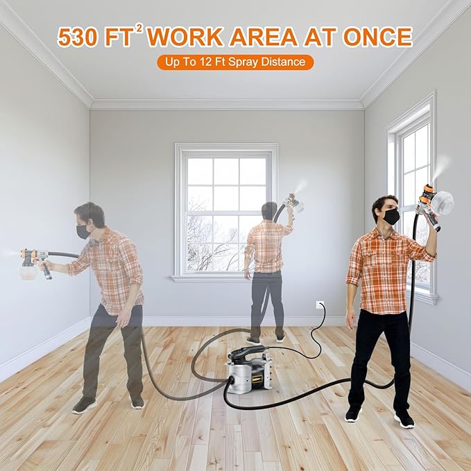 Upgraded Paint Sprayer-BATAVIA 700W HVLP High Power Spray Paint Gun with 6FT Air Hose, 4 Nozzles & 3 Patterns, Paint Sprayer for House Painting,Furniture,Cabinets,Fence,Walls,DIY Projects,etc
