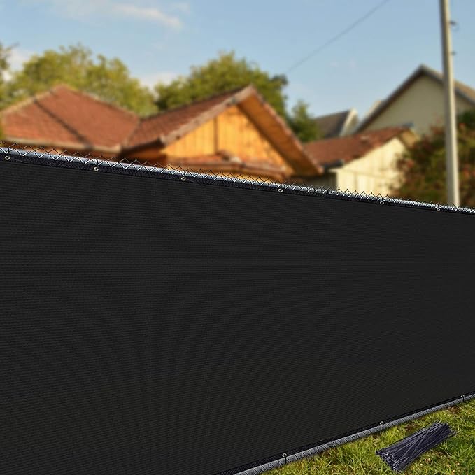iCover 4x25ft Privacy Screen Fence, Outdoor Fencing Panels, Garden Windscreen Mesh Shade Sail Net Barrier, Include Reinforced Bindings and Brass Grommets Cable Zip Ties, Black