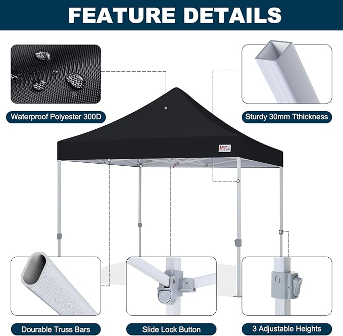 MASTERCANOPY Pop Up Canopy Tent Commercial Grade 10x10 Instant Shelter (Black)