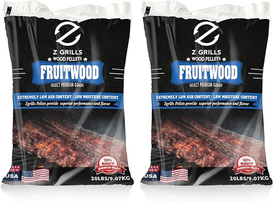 Z GRILLS Wood Pellets for Smoker Grill and BBQ, 100% All-Natural Hardwood Fruitwood Pellet, 40lbs