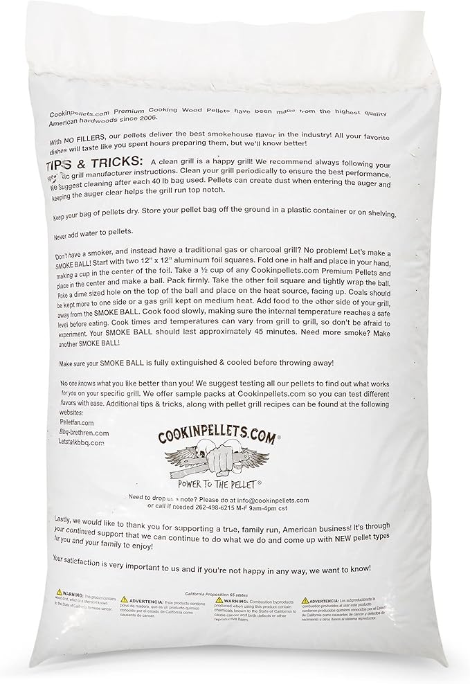CookinPellets 40-Pound Premium Genuine Hickory Hardwood Grill Smoker Wood Pellets, No Bark, Fillers, and Flavor Oils, for Meat and Veggies (5 Pack)