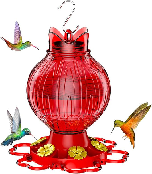 Hummingbird Feeders for Outdoors, 26Oz Hanging Hummingbird Feeder with 6 Feeding Ports and Perches, with Ant Moat, Bird Feeder for Outside Garden Decor Backyard, Gifts for Women Mom, Red