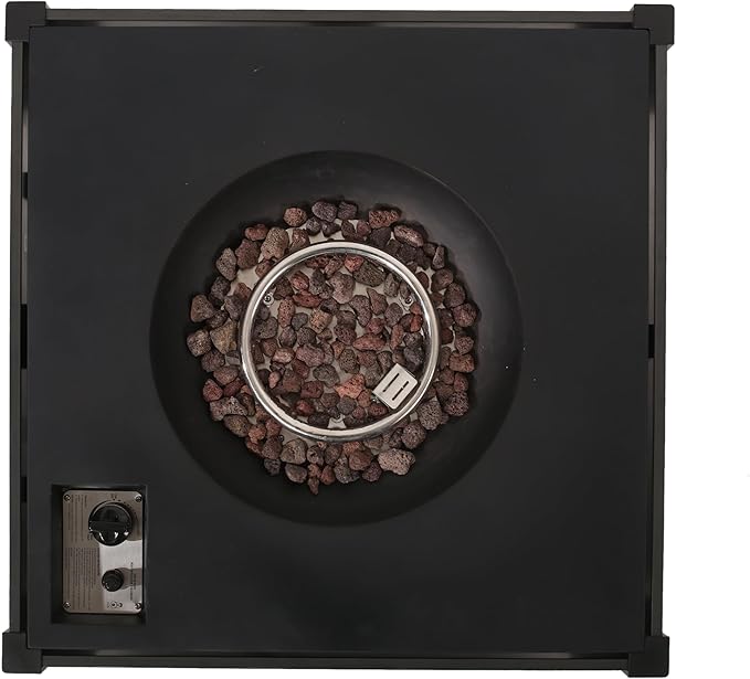 Propane Fire Pit Table, 31.25" WPC Base Firepits for Outside, Square Gas Fire Pit for Outside Patio, Propane Fire Table for Deck, Pool, 40,000BTU, Tank Inside, Tank Not Included, Grey