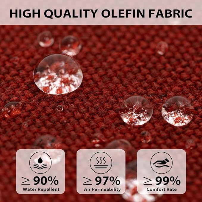 Sundale Outdoor Olefin Chaise Lounge Cushion, Water-Resistant Patio Lounge Chair Cushion, Thick Lounger Pad with 4 Straps Red, 80 x 26 x 4 Inches