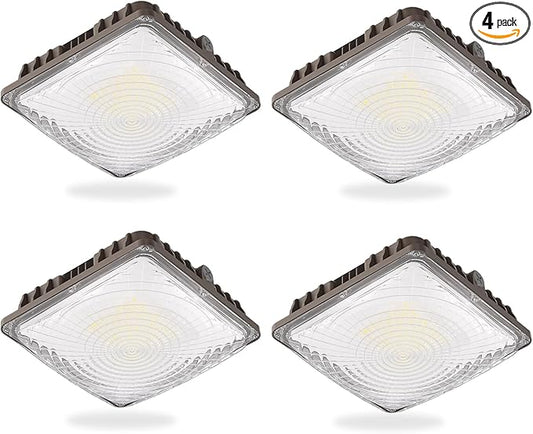 LED Canopy Light 60W, 9000LM LED Canopy Lights Outdoor, 5000K Daylight Square Canopy Gas Station Light for Carport Shop Garage Warehouse Porch Hotel Building Entrances UL Listed, 4 Pack
