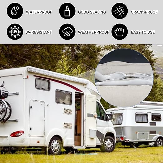 RV Roof Sealant 12Pack, Self-Leveling Lap Sealant for RV Roofs,White RV Caulking Sealant Lap Sealant for Camper Trailer Roof Window, Waterproof RV Silicone Sealant Roofing Repair Kit