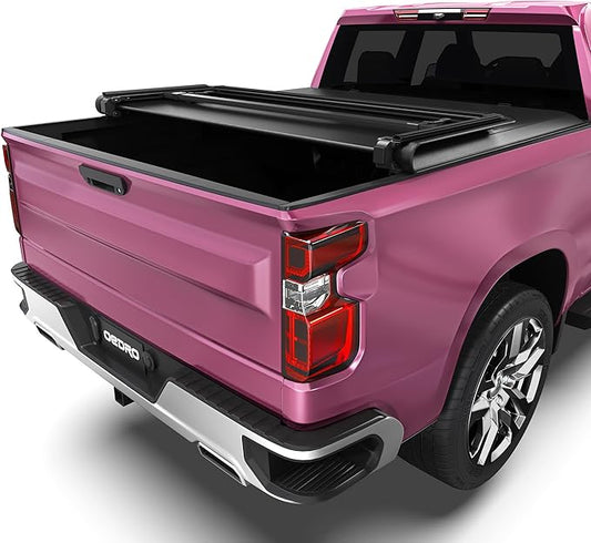 OEDRO Soft Tri-Fold Tonneau Cover, Custom Fit for Chevy Silverado 1500 / GMC Sierra 1500 New Body Style 2019-2025, Designed to Accommodate Fleetside 6.6 Ft Bed w/o Multi-Flex Tailgate