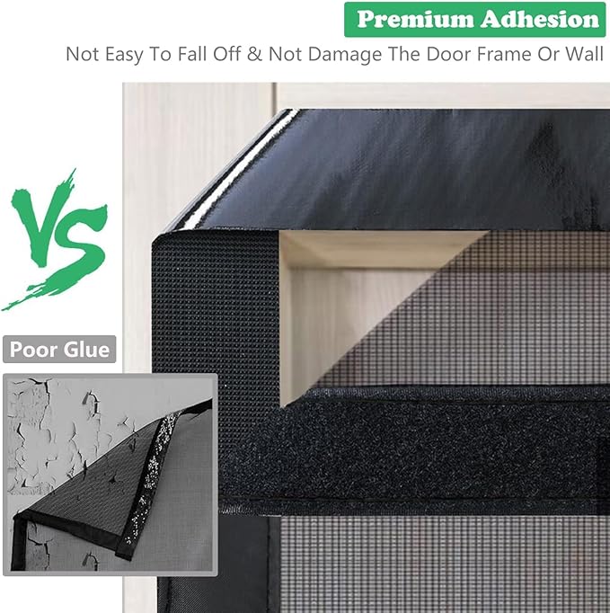 RELIANCER Fiberglass Magnetic Door Screen,Fit Door Size 32"x80",Auto Close Screen Door Mesh w/Magnets,Patio Doorway Net Screens,Self-Closing Doors Cover,Anti Mosquito Doorway Curtain,Mesh Partition