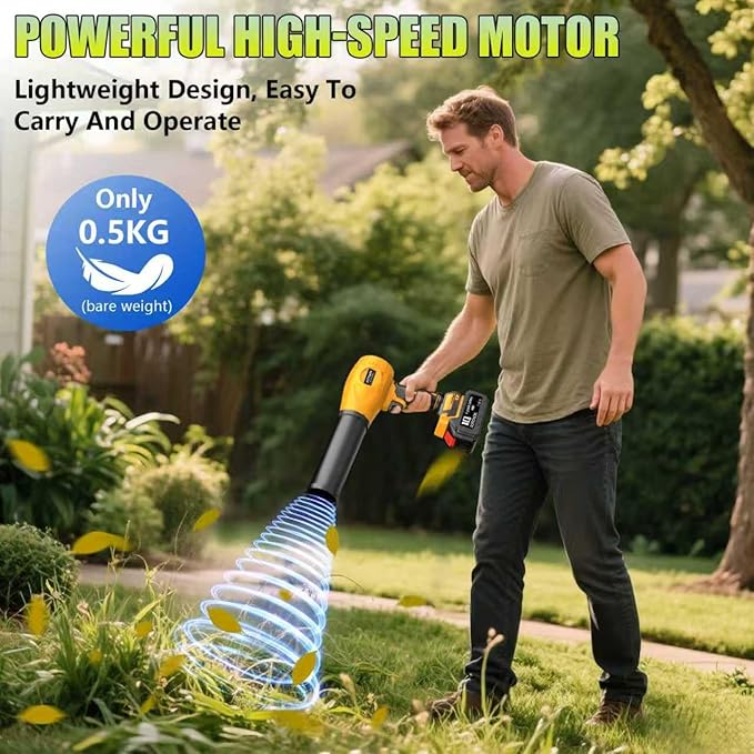Cordless Leaf Blower, Powerful Handheld Electric Blower with 2×2.0Ah Batteries & Charger, 600,000 RPM, Extended Nozzle, Lightweight Leaf Blowers for Patio, Leaves, Lawn, Yard, Dust, Snow, Car Cleaning