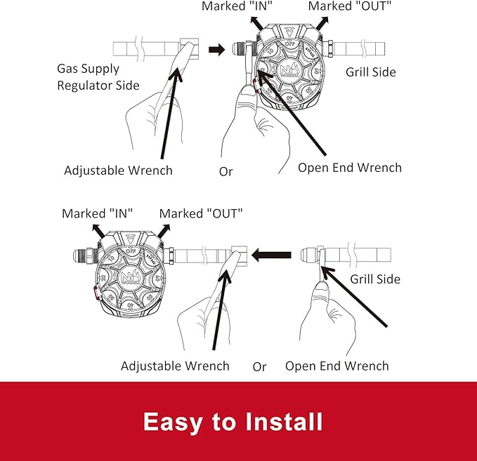 NO WORRIEZ Bypass Safety Auto Shut-Off Gas Timer for Propane & Natural Gas | Outdoor Grill, Fire Pit, Pizza Oven | – 100,000 BTU w/ 3/8" Flared Assembly Connector & Hose, Patent Pending