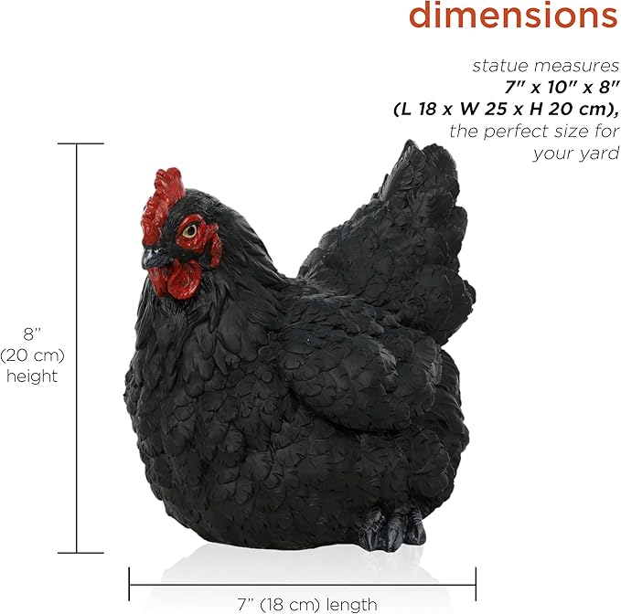 Alpine Corporation WFM100HH-BK Outdoor Rustic Resting Hen Garden Statue, 8" H, Black