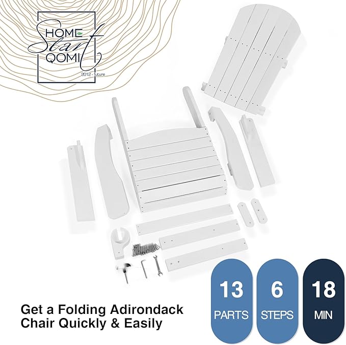 Folding Adirondack Chairs Set of 2, All Weather Resistant Plastic Chair with Cup Holder, Fold or Unfold Easily in 1 Second, Outdoor Chairs for Patio, Garden, Backyard Deck, Lawn, Fire Pit(White)
