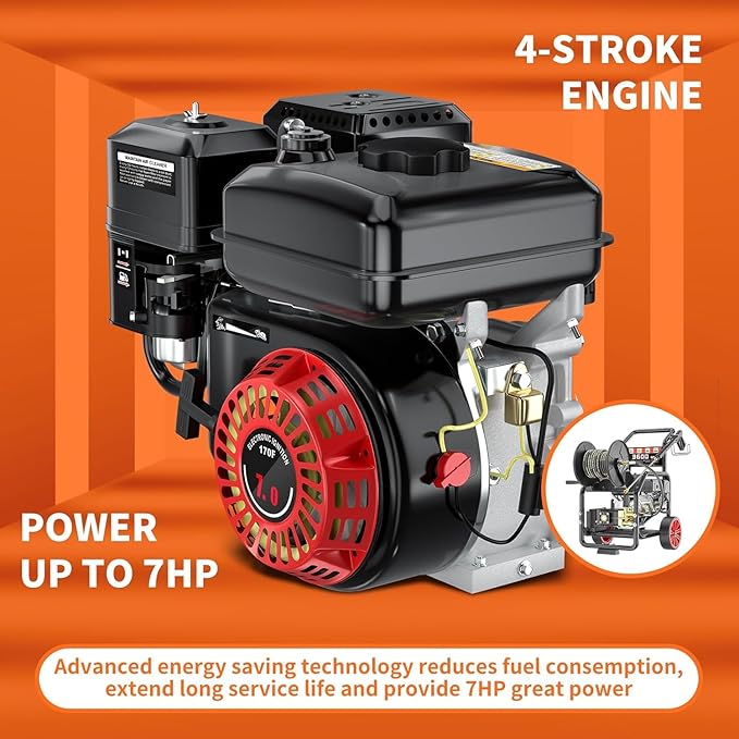 3600 PSI Gas Powered Commercial High Pressure Washer with 212cc 4HP Engine 3.3GPM Electric Start, Includes Hose Reel 50 FT 3/8 inch Hose 5 Quick Connect Nozzles Spray Gun and Wand