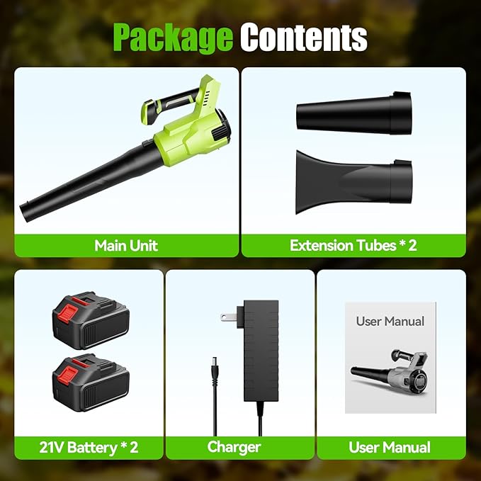 Cordless Leaf Blower 2X21V 4Ah Battery 150MPH 420CFM Lightweight Electric Leaf Blower with Variable Speed for Yard Lawn Patio Outdoor Cleaning(Green)