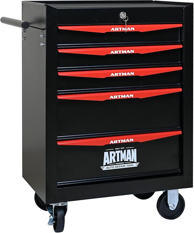 5 Drawers Tool Cart on Wheels, Multifunctional Rolling Tool Storage Chest, Drawers Rolling Trolley Organizer Tool Box for Warehouse, Garage, Workshop, Repair Shop (5 Drawers-30.5" H)