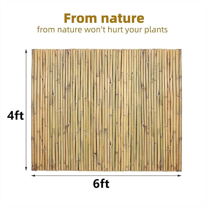 Natural Bamboo Fence, 4 ft x 6 ft Bamboo Fencing Screen for Garden, Rolled Privacy Fence Screen for Indoor or Outdoor (1.2m x 1.8m Approx)