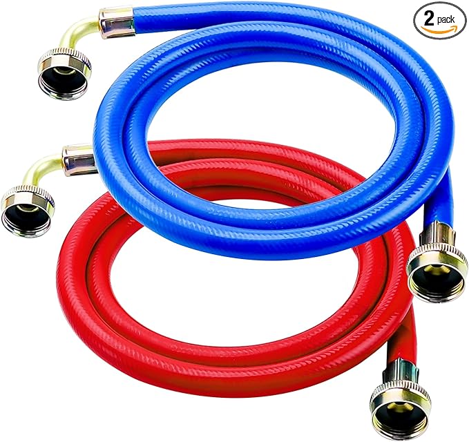 4FT Rubber Washing Machine Hoses with 90 Degree Elbows Burst Proof 2 Pack For Hot and Cold Water 3/4" NPT Connection Water Supply Lines by Cenipar Fit for ALL Washing Machine