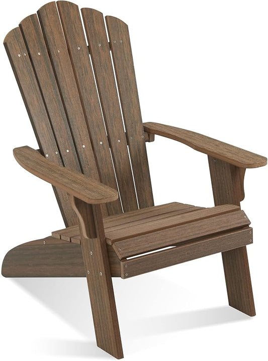 Adirondack Chair Outdoor, Oversized Patio Chair Poly Lumber, Weather Resistant & Heavy Duty, Fire Pits Chair for Porch, Poolside, Lawn, Backyard and Garden, 350lbs Capacity (Light Brown)