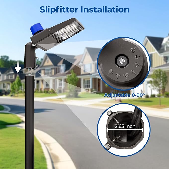 CINOTON LED Parking Lot Light - 24000LM 150W UL Listed - 0-10V Dim Dusk to Dawn - IP65 Adjustable Slipfitter Mount Outdoor Security Lighting for Yard Barn Street Court Stadium, 5000K, 100-277V, 3 Pack