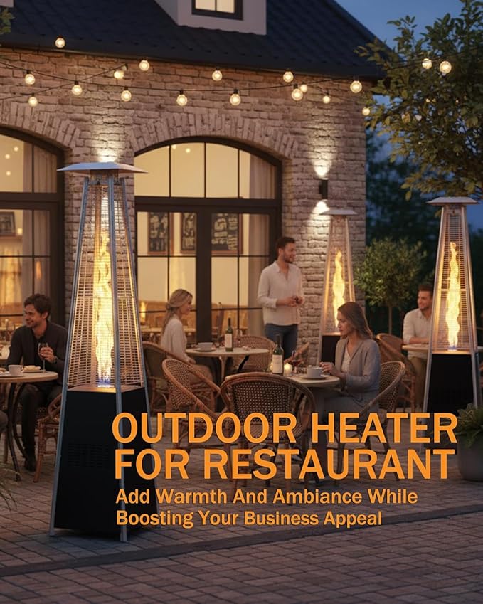 Pyramid Patio Heater for Outdoor Use, 48000 BTU Fast Heating Propane Heater with Wheels & Weatherproof Cover, Triple Protection System Outdoor Heaters for Patio, Yard, Pool, Garden