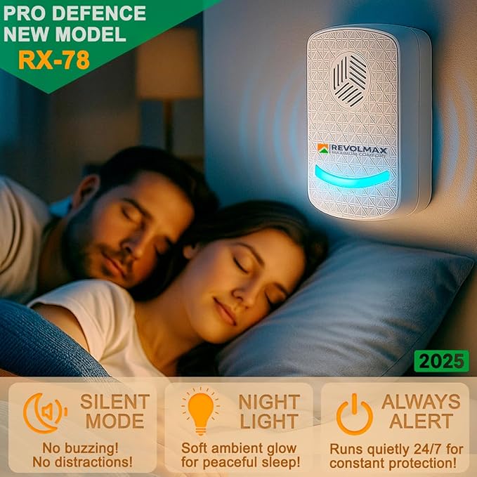 RX-Ultrasonic Pest Control 4-Pack: Indoor Plug-in Mice, Rodent, Squirrel, Insect Repellent & Roach, Ant, Spider,Bats, Bed Bug, Squirrel, Flea Spray and Mouse Trap Alternative for Home