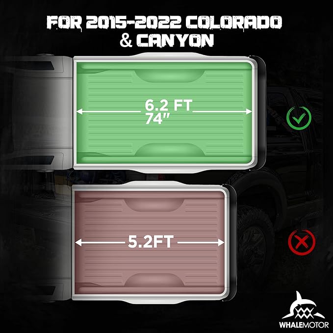 Truck Bed Tonneau Cover Compatible with Chevy Colorado & GMC Canyon 2015 2016 2017 2018 2019 2020 2021 2022 6.2 ft Long Box, Soft Roll Up Style