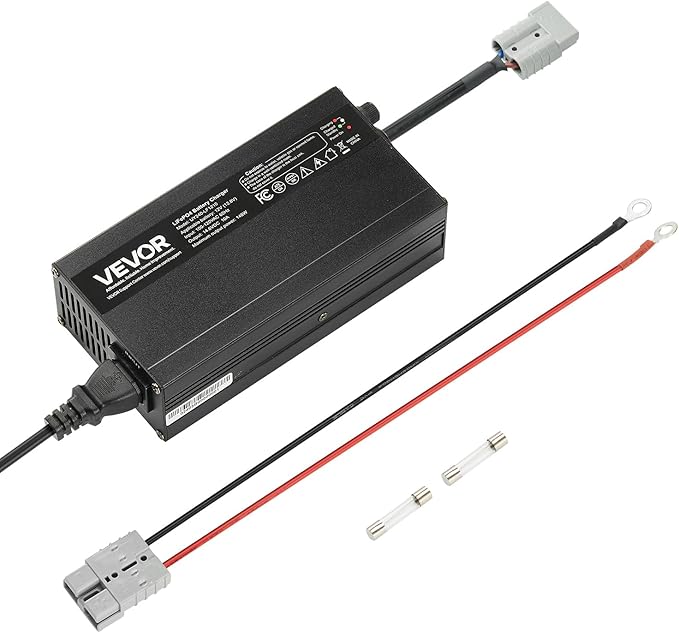 VEVOR 12V 10A Lithium Battery Charger, 14.6V, AC-DC LiFePO4 Smart Charger, with Anderson Connector, LED Indicator, 0V Activation, for Lithium LiFePO4 Deep Cycle Rechargeable Batteries of Boat, RV