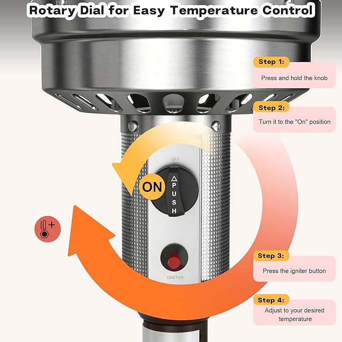 50,000 BTU Patio Heater - Propane Patio Heater with Double-Layer Stainless Steel Burner, Round Table Design Space Heater, Outdoor Heaters with Wheels Used for Garden and Patio, Brown